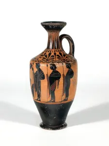 Ancient Greek Warriors Prints: Lekythos depicting warriors arming for battle, 510-500 B. C