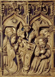 Jesus Christ Biblical Scene Prints: The Nativity, detail of an altarpiece of Saint Mary, 1420 (low relief)