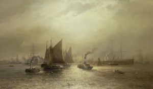 River Mersey Prints: A Busy Morning on the River Mersey Print, 1891