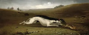 Dog Racing Prints: John Marshall's Hare Coursing in a Landscape Print, 1870