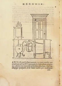 Mechanical Engineering Drawings Prints: Heat engine, engraving from De gli automati