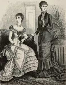 Vintage Women's Clothing Styles Prints: Women wearing muslin ball dress