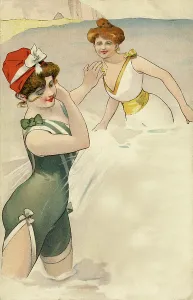 Woman In Swimsuit Prints: Woman in swimsuit in the sea, 1905