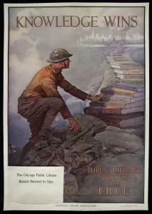 Prints of 1768769 Knowledge Wins, 1914-18 (colour litho) by Smith, Dan (1865-1934); 72x49 cm; Newberry Library, Chicago, Illinois, USA; eNewberry Library; American, out of copyright World War I And II Prints: Colour Litho Print of Knowledge Wins, 1914-18 (72x49 cm)