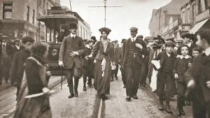 Suffragettes In Action Prints: Lady Constance Lytton before she threw a stone at Sir Walter Runciman's car in Newcastle