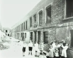 Prints of GHL1788010 Wicker Terrace: slum housing, 1937 (b/w photo) by English Photographer, (20th century); London Metropolitan Archives, City of London; (add.info.: Wicker Terrace: slum housing) Slums Prints: Wicker Terrace Slum Housing Print, 1937 Black and White Photograph