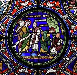 Jesus Christ Biblical Scene Prints: Christ and Nathanael, c.1200-20 (glass)