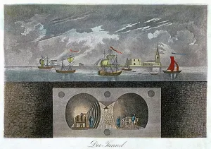 London Underground History Prints: Cross-section showing position of Thames and M