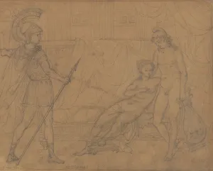 Ancient Greek Warriors Prints: Hector and Paris, 1860 (pencil on paper)