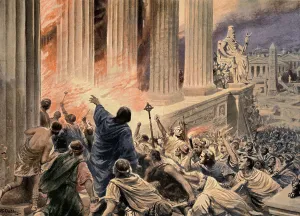 The Burning of the Library at Alexandria, 391 AD Print