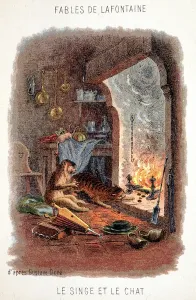 Gustave Dore Print: The Monkey and the Cat