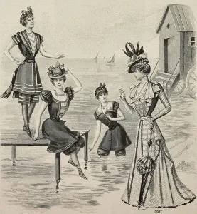 Woman In Swimsuit Prints: Woman wearing swimsuit and beach dress