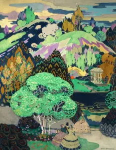 Prints of 3744160 Ipswich Park, 1919 (tempera on paper) by Sheringham, George (1884-1937); 76x63 cm; Nottingham City Museums and Galleries (Nottingham Castle); eNottingham City Museums and Galleries; British Painting Prints: Fine Art Print of Ipswich Park, 1919 (Tempera on Paper)