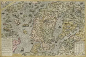 Mythical Beast Prints: Olaus Magnus' Carta Marina Print, 1572 Engraving