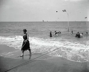 Woman In Swimsuit Prints: France, Basse-Normandy, Calvados (14)