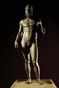 Ancient Greek Warriors Prints: Greek antiquite: bronze statue of warriors called Riace bronzes. Statue B. 430 BC