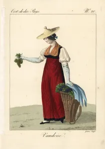 Woman in Vaud, Switzerland Costume, 19th century Print