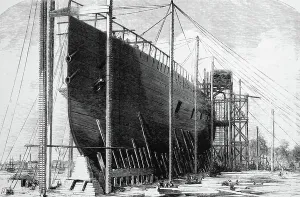 Great Eastern Ship Prints: The Great Eastern used during the creation of the Atlantic Telegraph, 1850