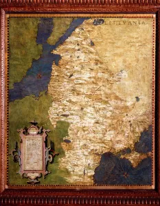 Prints of LRI4595516 Livonia on the Baltic Sea, and Lithuania Map, c.1567 Lithuania Prints: Fine Art Finder Print: Livonia and Lithuania Map, 1567