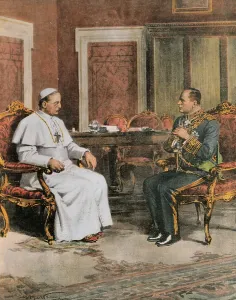 Benito Mussolini meets Pope Pius XI, 1932 Print