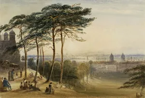 Greenwich from Observatory Hill, c.1850 (watercolour) Print