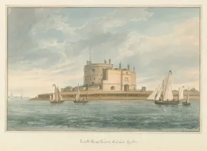 British Landscape Artwork Prints: Hampshire - Calshot Castle, 1824 (w / c on paper)