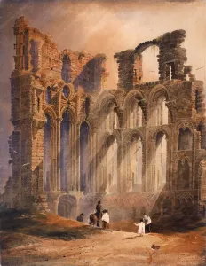 British Landscape Artwork Prints: Tynemouth Priory (bodycolour on paper)