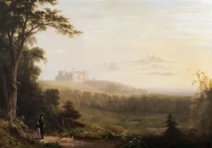 Prints of 470284 View of Belvoir castle, c.1820 (oil on canvas) by English School, (19th century); 72.4x102.9 cm; Private Collection; (add.info.: Belvoir Castle, Leicestershire) Leicestershire Prints: View of Belvoir Castle Print, c. 1820 (oil on canvas)