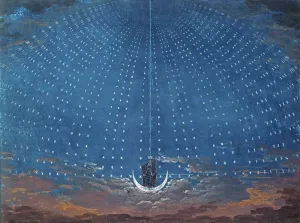 Prints of XPH73638 The Palace of the Queen of the Night, set design for The Magic Flute by Wolfgang Amadeus Mozart (1756-91) for a production in Berlin, 1816 (w/c) by Schinkel Germany Prints: Print of The Palace of the Queen of the Night set design