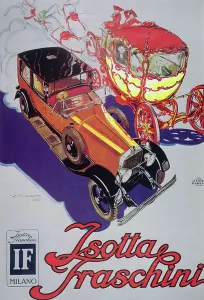 Isotta Faschini Car Print, 1925 Colour Lithograph