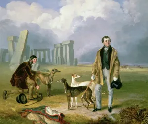 Dog Racing Prints: Charles Randell with Greyhounds, 1849 Print (Oil on Canvas)