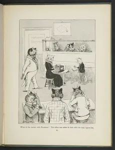 Louis Wain Art Prints: The office is in love with the lady typewriter, from p.93, Louis Wain Annual, 1903 (litho)