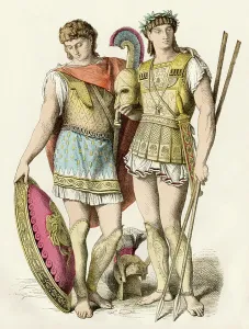 Ancient Greek Warriors Prints: Civilization of antiquity: Greek king and soldiers dressed for war