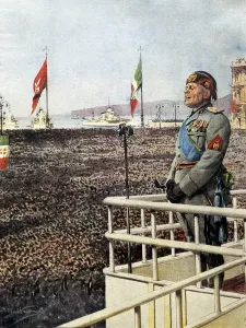 Achille Beltrame Engraving Print of Mussolini