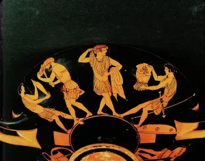 Ancient Greek Warriors Prints: Warriors putting on their armour, one youth cutting off his long hair