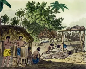 Human Sacrifice at Otaheite, Colour Litho Print, c.1820s-30s