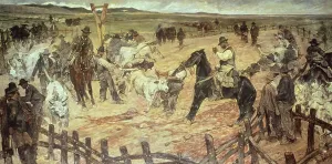 Giovanni Fattori's Marking Young Bulls in Maremma, 1889-1891 Print