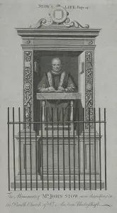 UK Historical Figures Prints: The monument of Mr John Stow; now standing in the parish church of St. Andrew undershaft