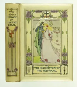 English School Print: Knight and Lady with Holy Grail, 1903
