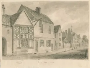 Tean Village Street Sepia Wash Print 1841
