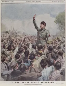 Benito Mussolini Acclaimed by the People Print 1934