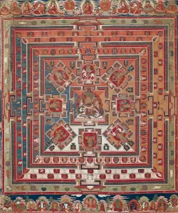 Tibetan Art Prints: Mandalas of Vaishravana Print (Oil on Canvas)