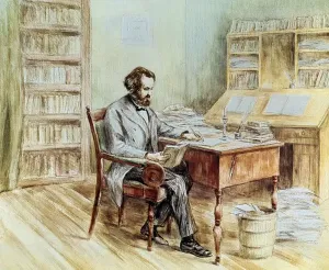 Unknown Artist Prints: Fine Art Finder Print of Karl Marx at his Office