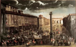 Late 17th Century Print of San Babila Square, Milan