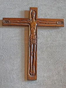 Prints of UIG2625098 The Czech Cross at Coventry Cathedral; (add.info.: The Czech Cross a carved crucifix by Jindich Severa 1968. Coventry Cathedral, England.); Universal History Archive/UIG Coventry Prints: The Czech Cross Print, a photograph of a carved crucifix