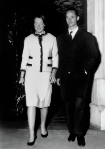 Prints of XRH1702372 Princess Irene of Holland (wearing Channel suit) with Carlos Hugo of Bourbon Parma March 26 Fashion Prints: Princess Irene of Holland in Channel Suit, Paris 1964 Print