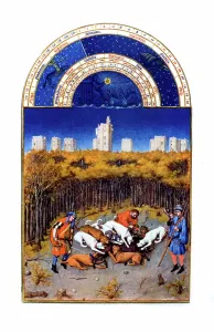 December from Les Tres Riches Heures du Duc de Berry, Fine Art Print