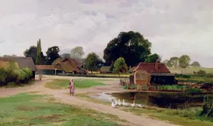 Prints of CLN37863 Between Church End and Flitwick, Bedfordshire by Rivers, Leopold (1850-1905); J. Collins and Son Fine Paintings, Devon, UK; English, out of copyright Bedfordshire Prints: Between Church End and Flitwick Print by Leopold Rivers