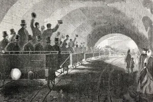 London Underground History Prints: Trial Run Of Train In London Underground In 1862