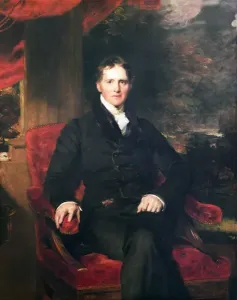 Prints of LMG128859 Portrait of Benjamin Gott, 1827-28 (oil on canvas) by Lawrence, Thomas (1769-1830); 142.2x111.8 cm; Leeds Industrial Museum (Armley Mills). U.K.; (add.info.: Benjamin Gott (1762-1840) Industrialist Prints: Fine Art Finder Print of Portrait of Benjamin Gott, 1827-28